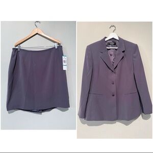 NWT KASPER OUTFIT SET 2 Piece Suit BLAZER/SKIRT WOMEN 16 Petite Gray Office Work